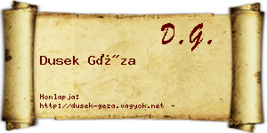 Dusek Géza névjegykártya